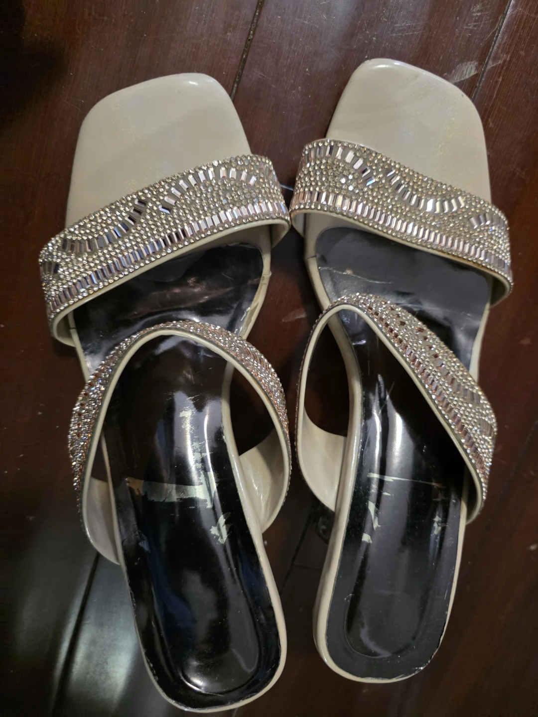 Sparkly Embellished Block Heel Sandals