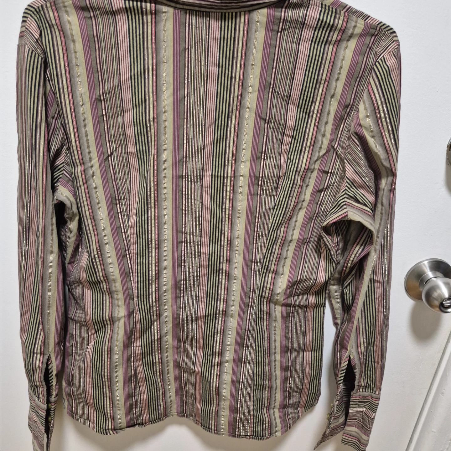 New York & Company Striped Stretch Button-Up Shirt - Medium - photo 2