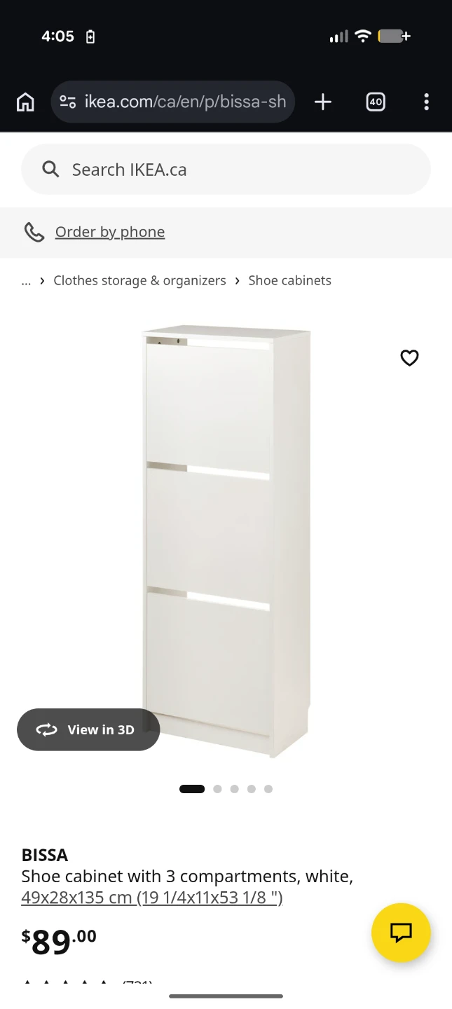 Brand New IKEA BISSA Shoe Cabinet - White
