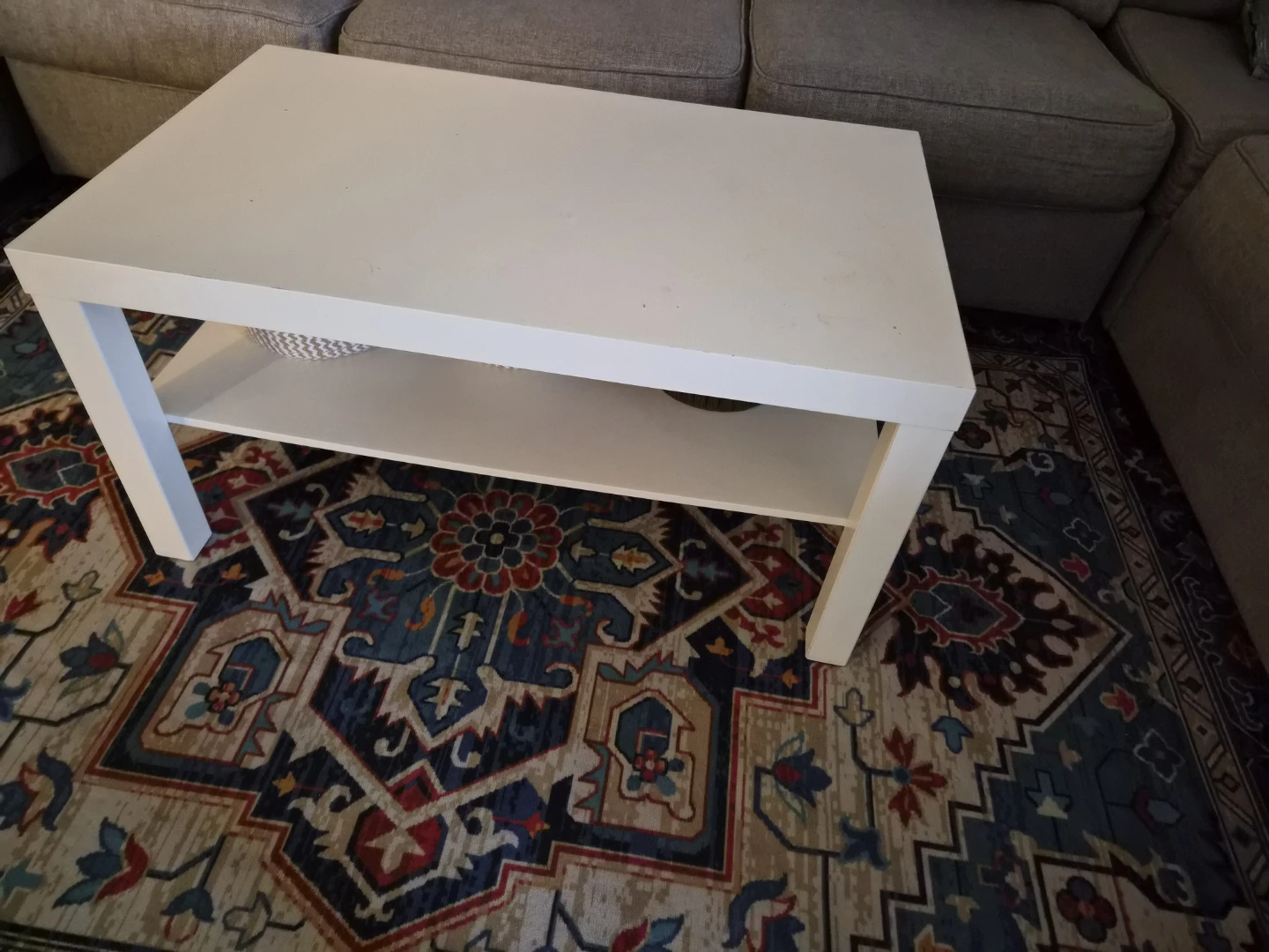 White Coffee Table with Shelf - photo 2