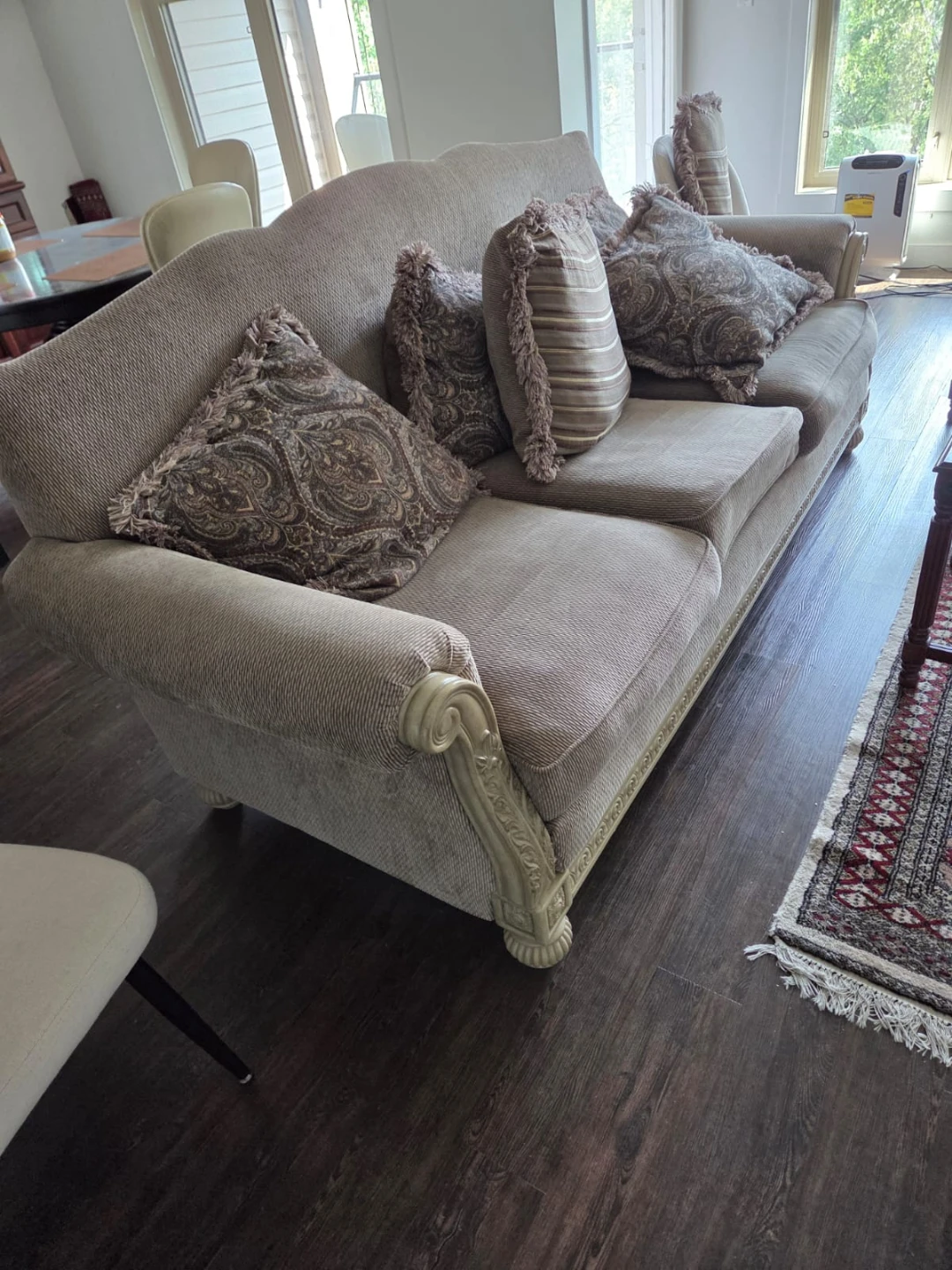 Light Brown Sofa with Decorative Pillows