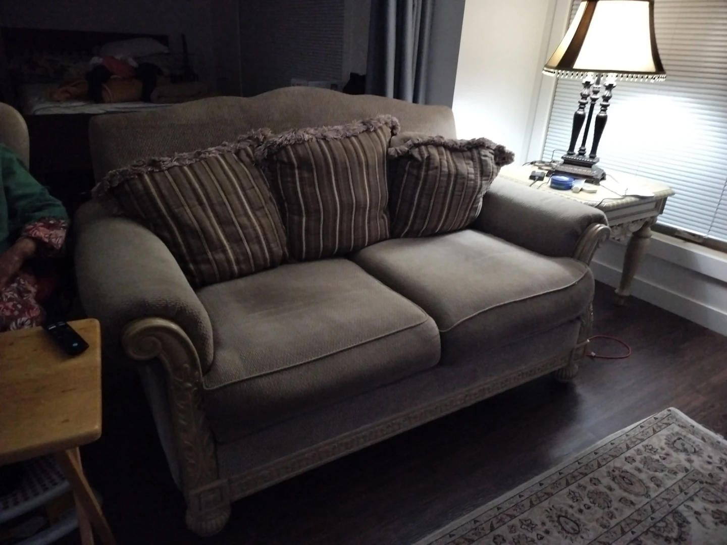 Light Brown Sofa with Decorative Pillows - photo 3