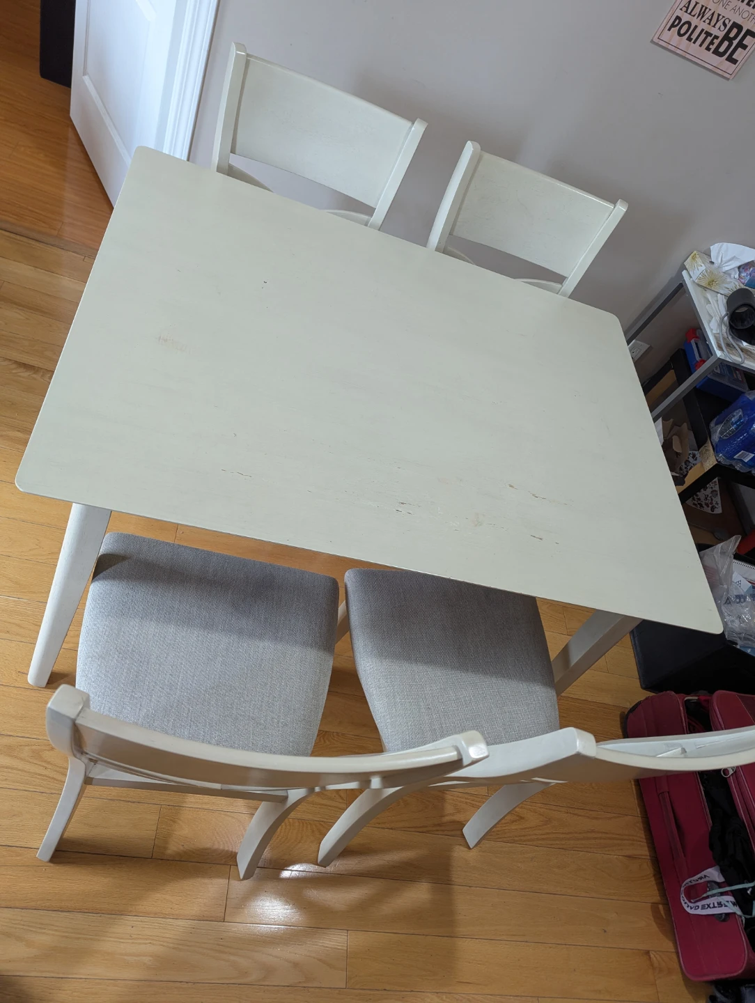 White Dining Table with 4 Chairs - Used - photo 3