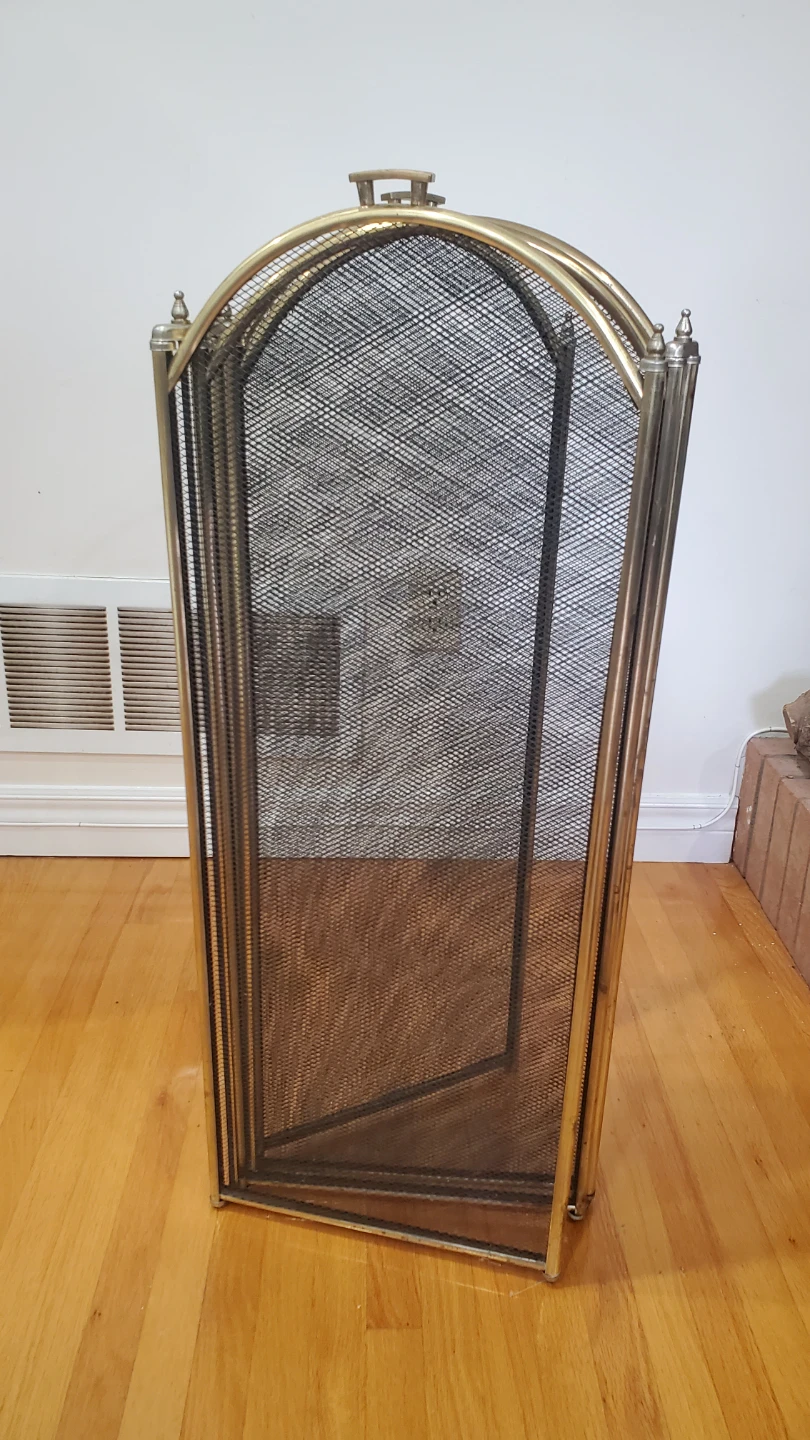Brass and Black Metal Fireplace Screen - photo 3