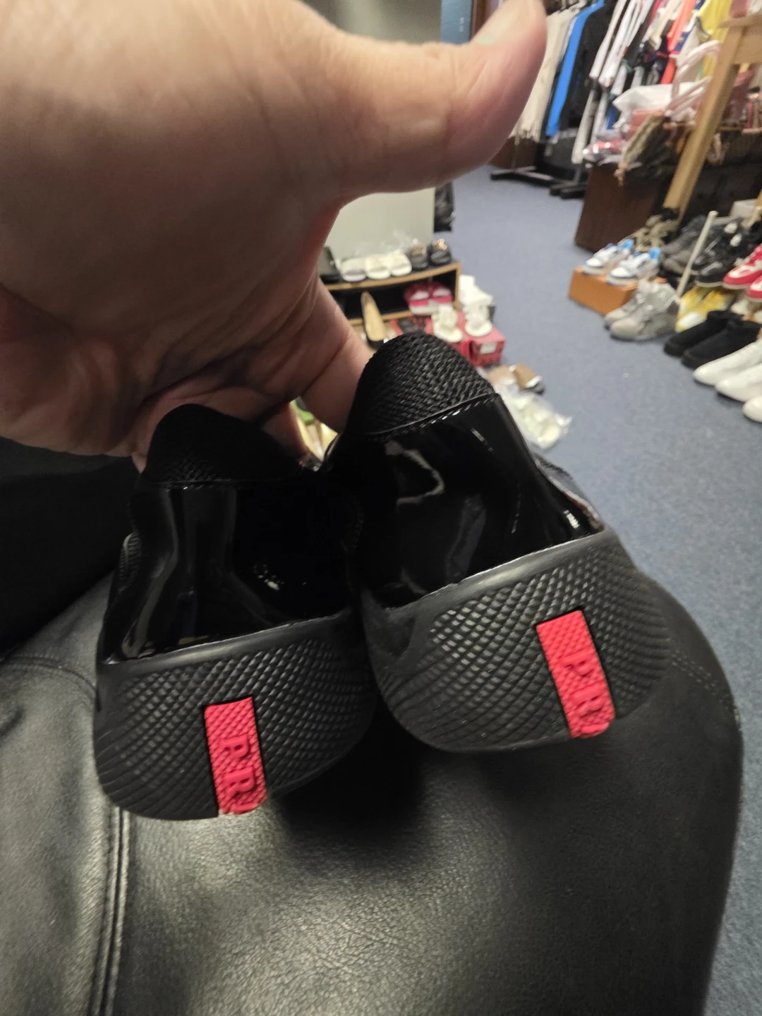 Prada Black Patent Leather & Nylon Sneakers - photo 3