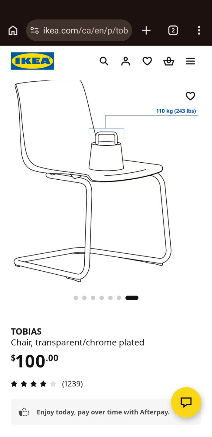 $70 (reg. $226 w tax} Set of 2 IKEA TOBIAS Chairs - photo 5