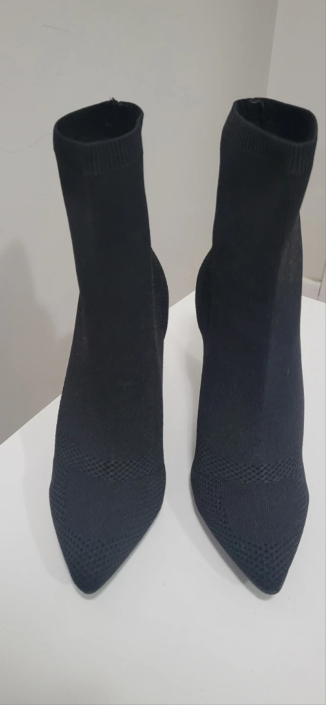 EUC Black Knit Pointed Toe Sock Heels s6.5" - photo 4