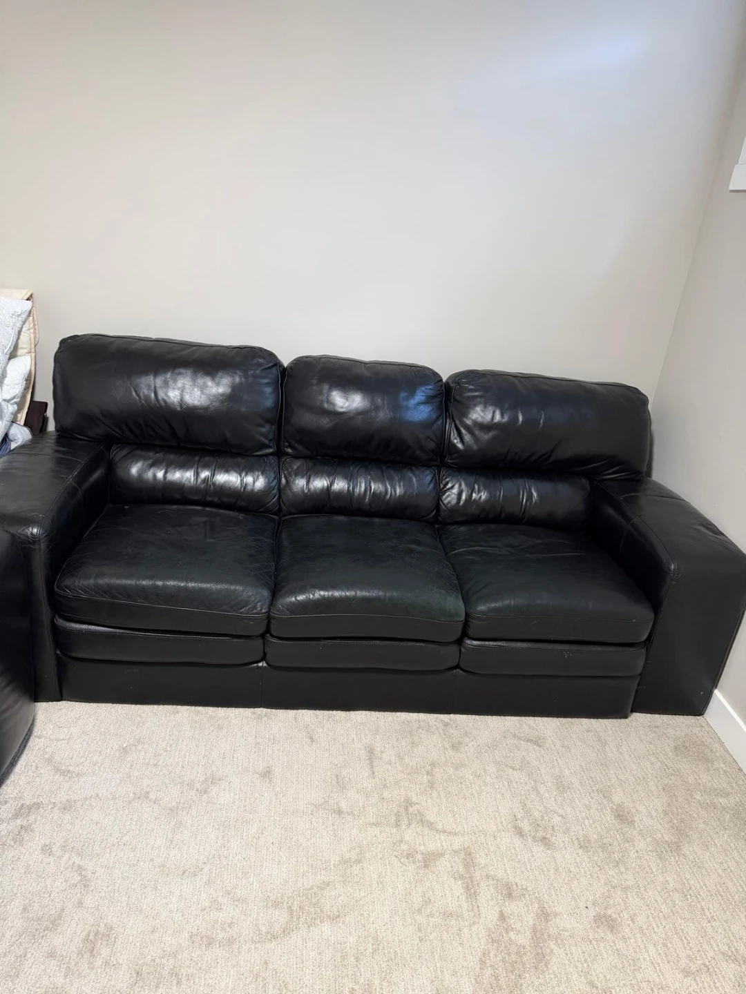 Black Leather Sectional Sofa - photo 4