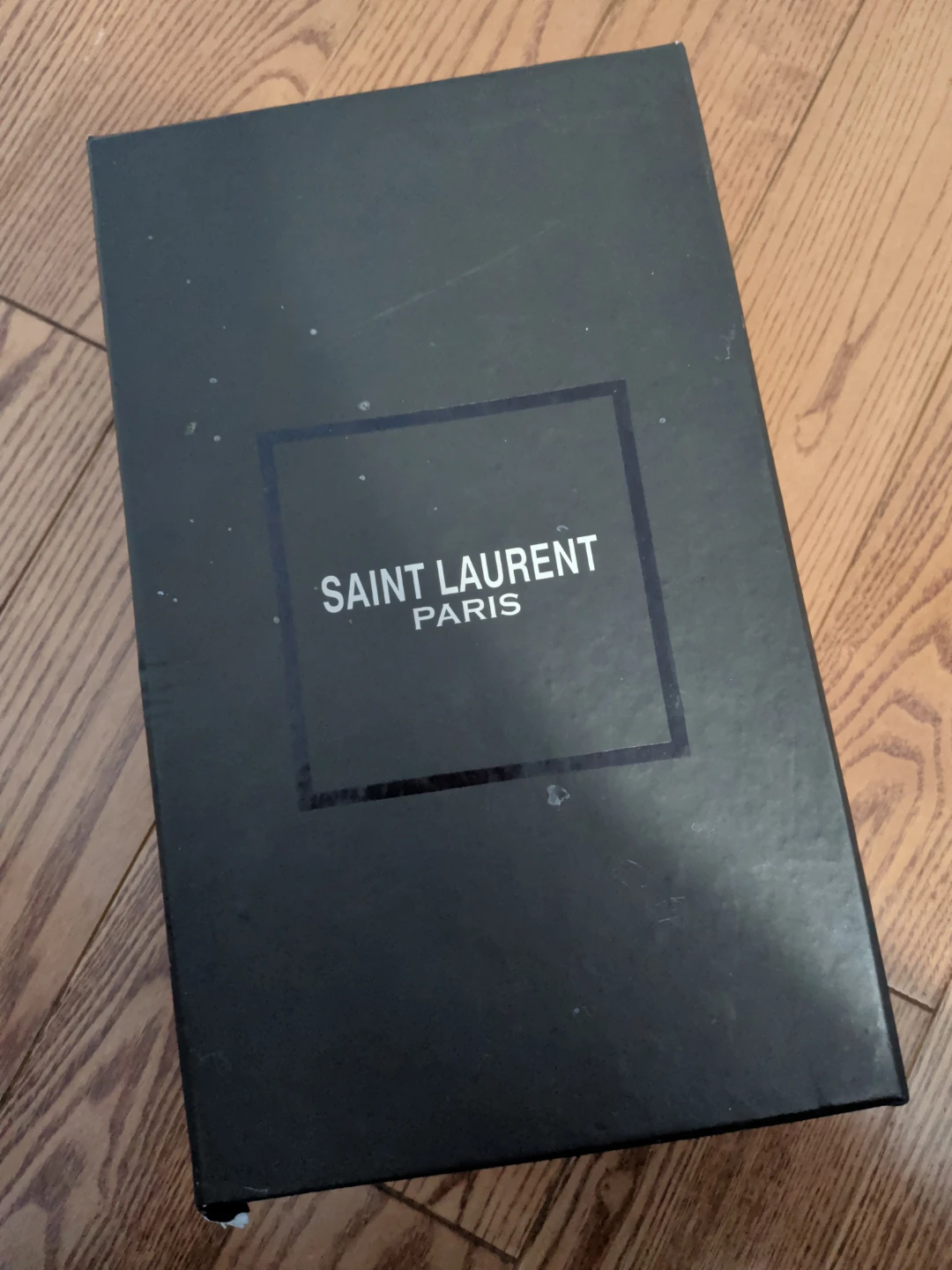 Saint Laurent Black Patent YSL Heel Sandals