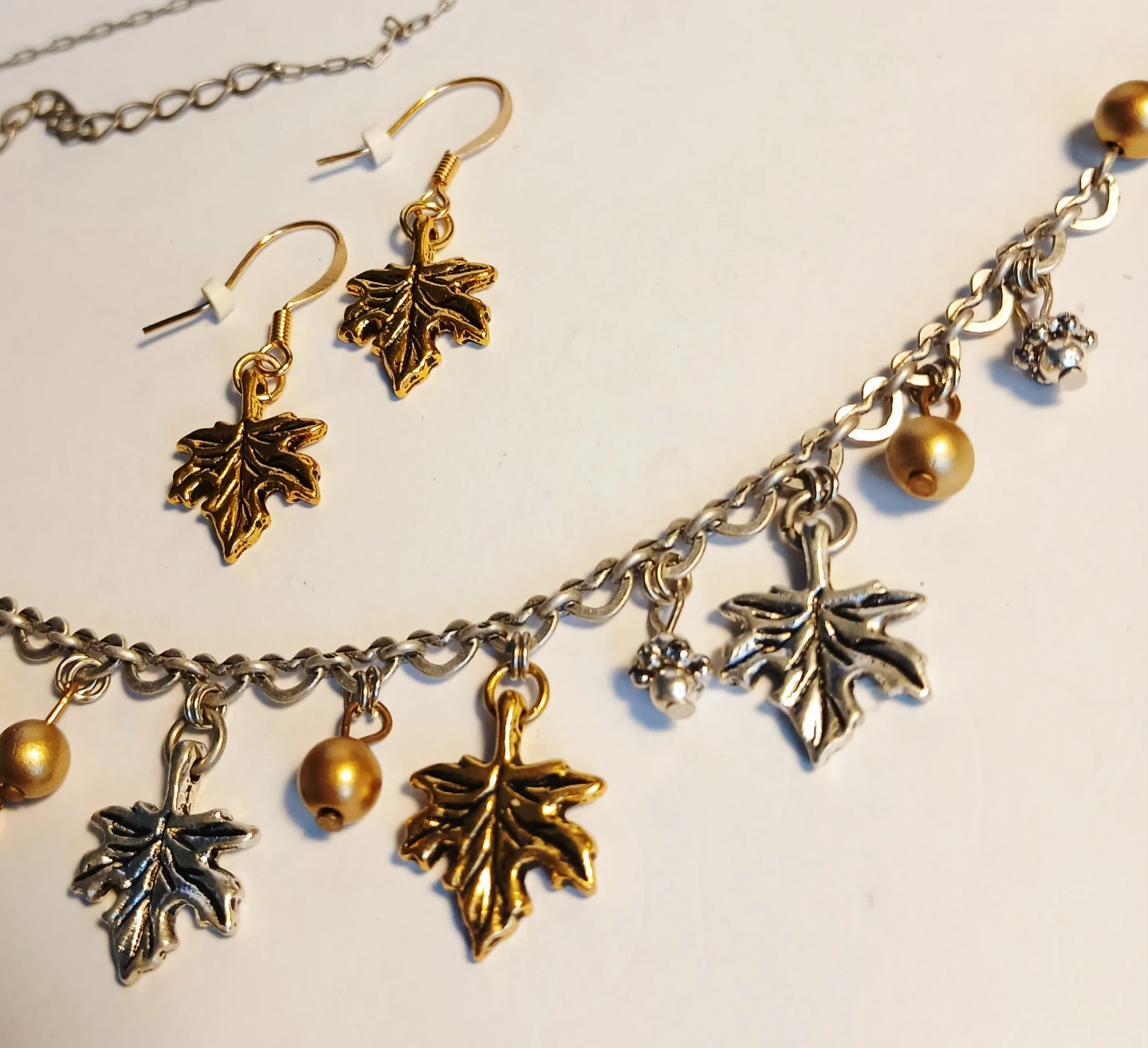 Leaf Charm Necklace and Earring Set - photo 2
