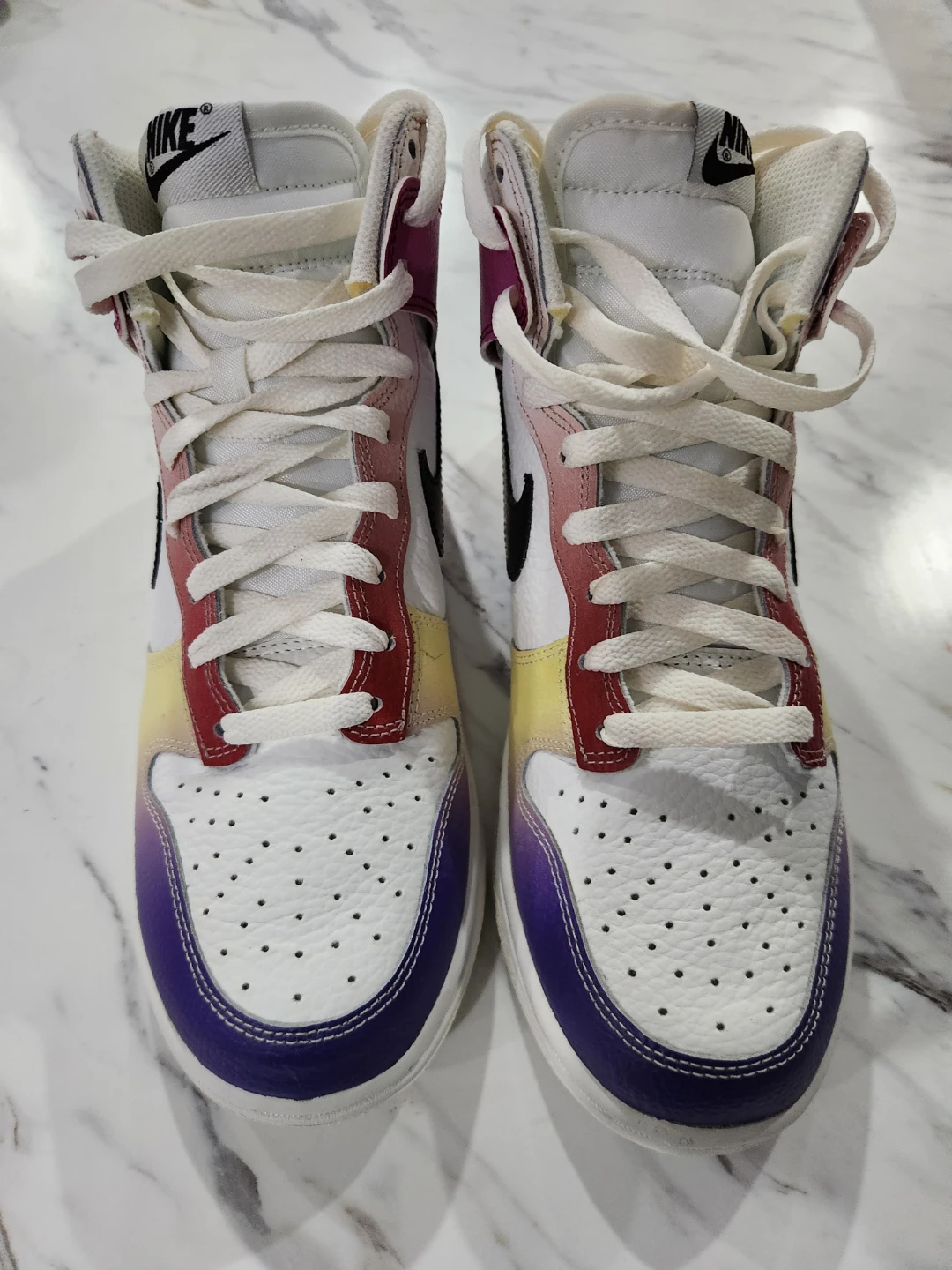 Nike Dunk High White Purple Yellow Red Sneakers - photo 3