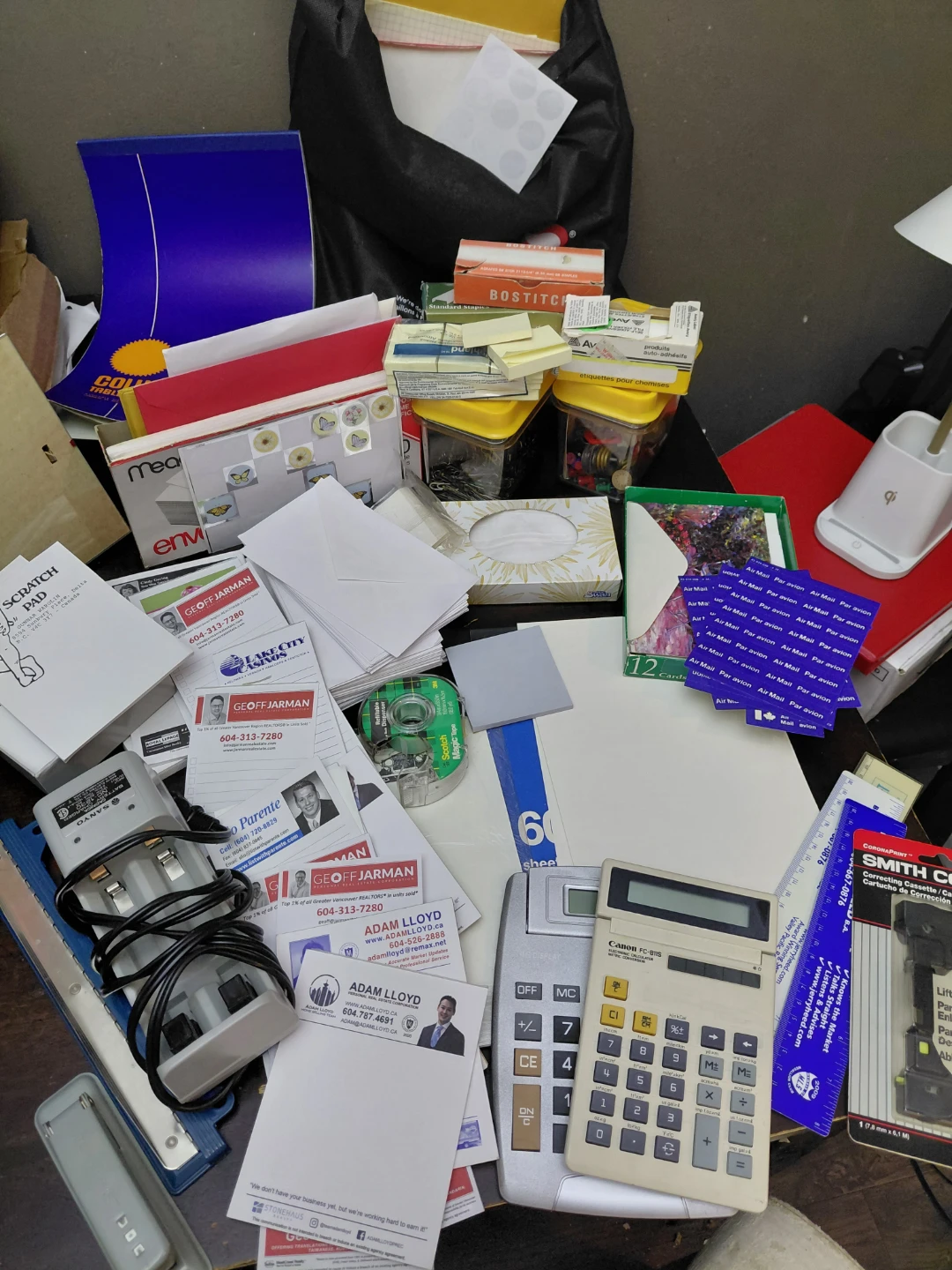 Office Supplies Lot - Envelopes, Staplers, Paper, Calculators