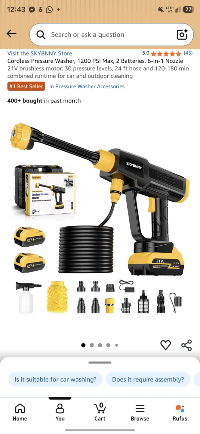 SKYBNNY Cordless Pressure Washer 21V
