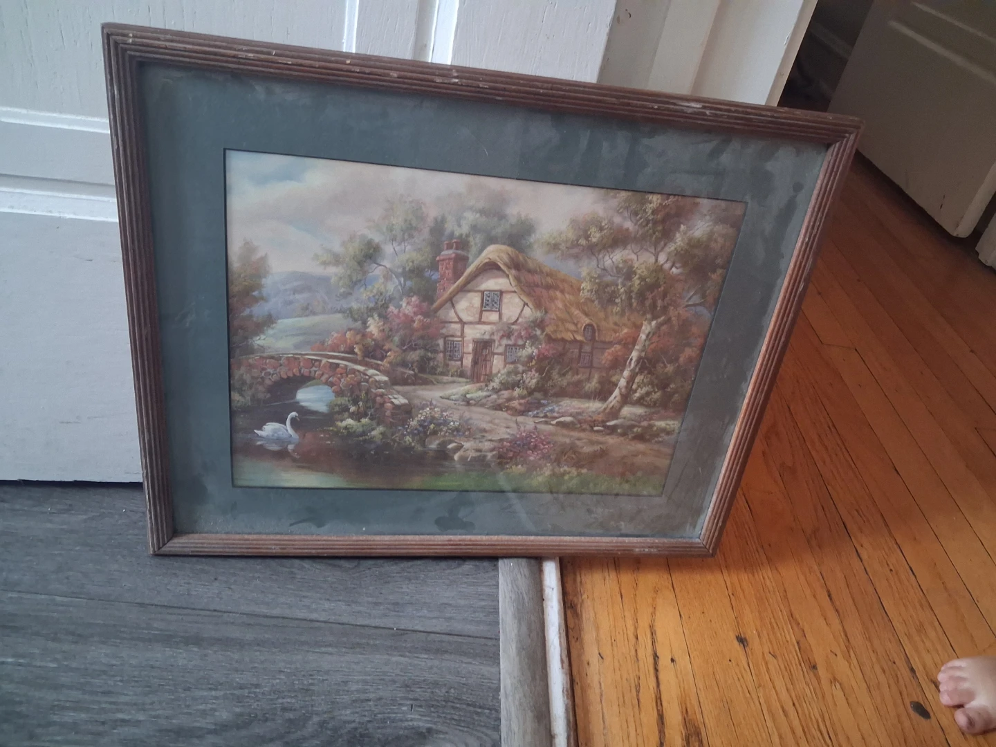 Framed Cottage Landscape Painting