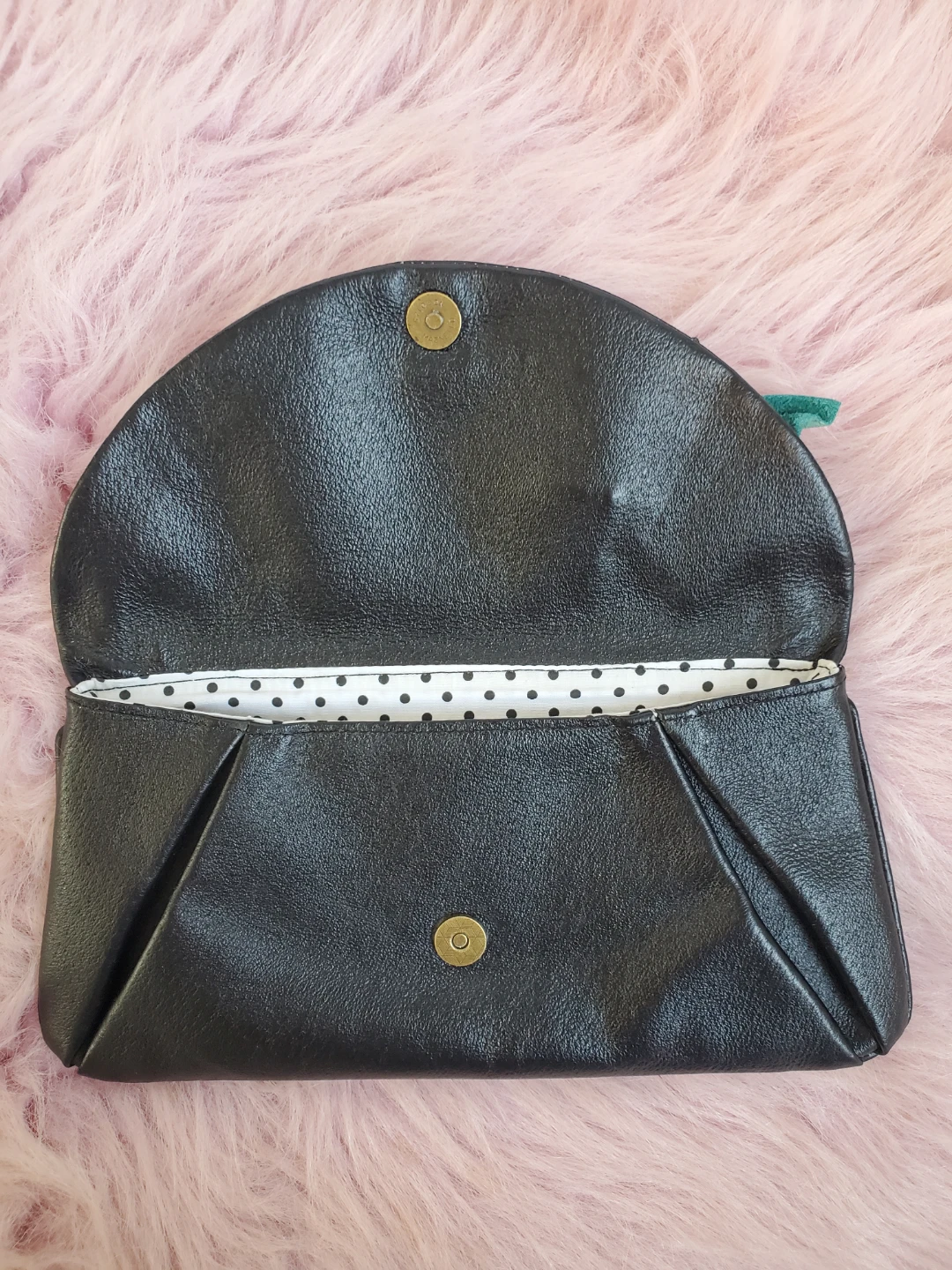 Hand crafted Leather Black Clutch with Rose Embellishment - photo 3
