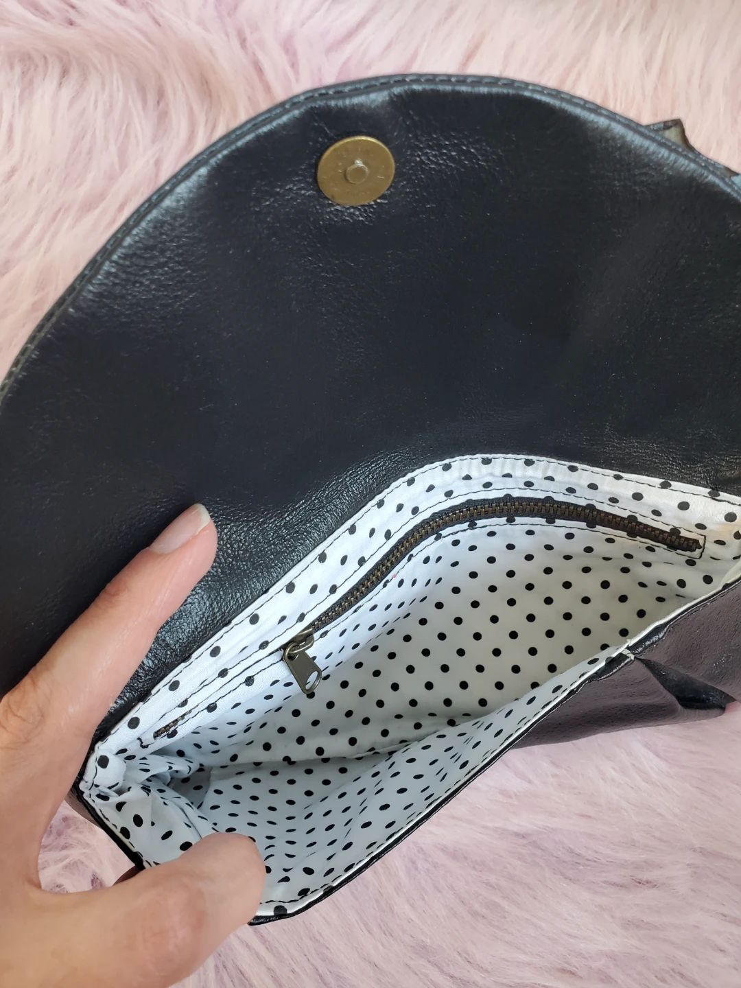Hand crafted Leather Black Clutch with Rose Embellishment - photo 4