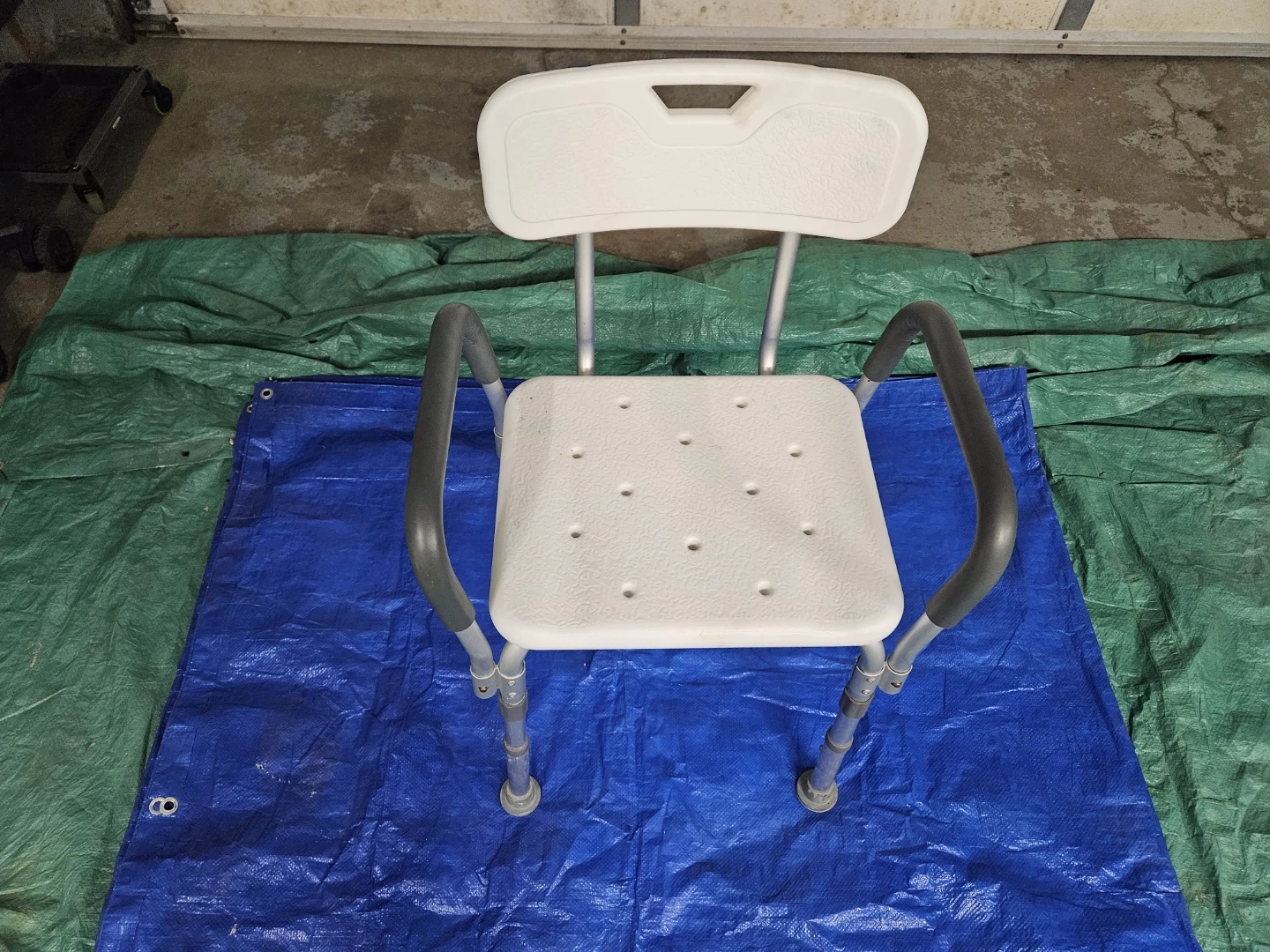 White Shower Chair with Back and Arms