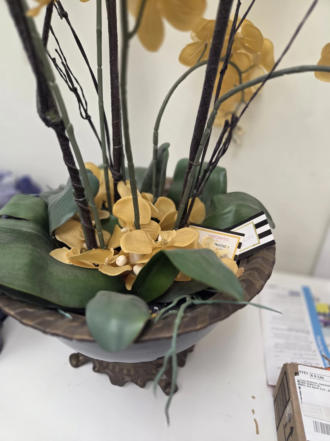 Yellow Faux Orchid Arrangement - photo 3