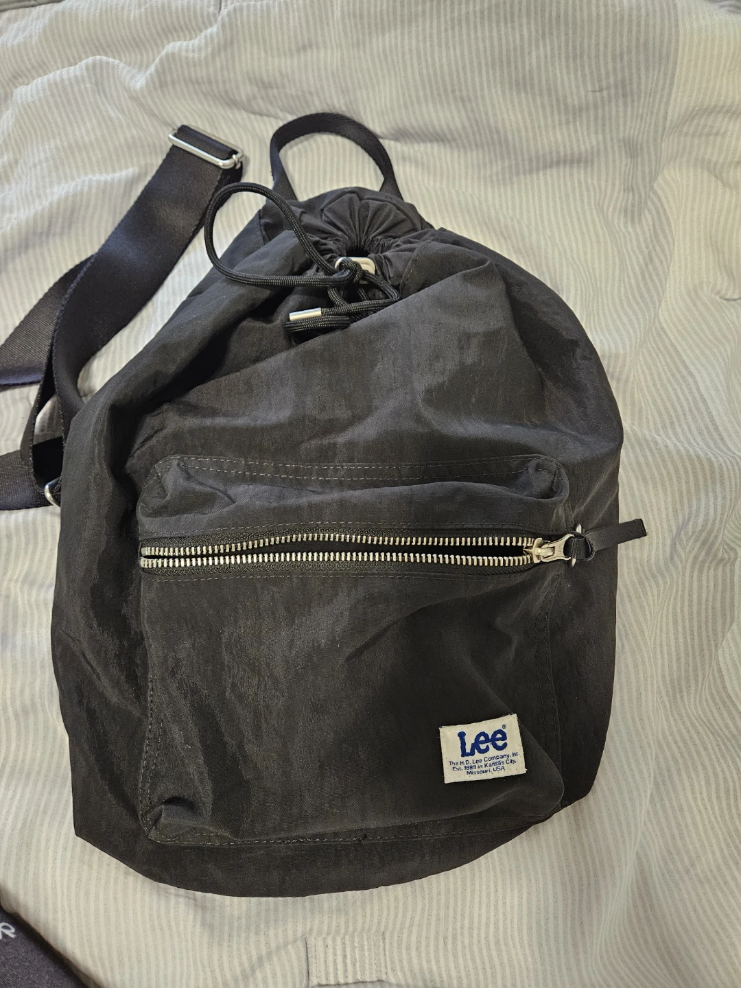 Lee Black Drawstring Cross Backpack
