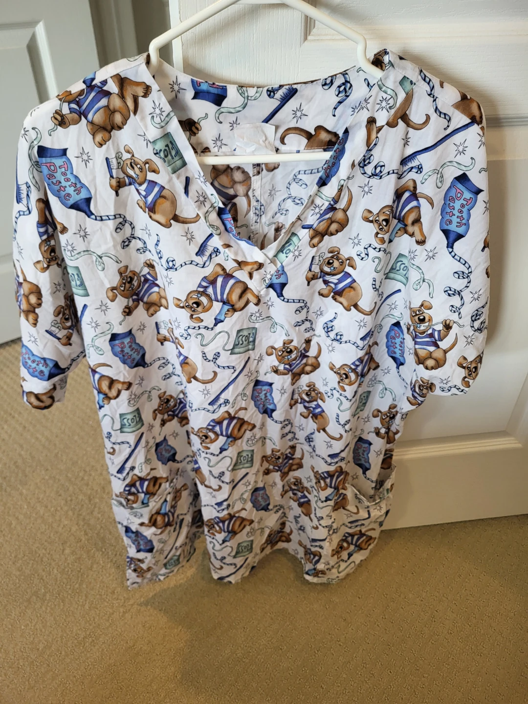 Whimsical Dog Dentist Scrub Top TG/XL