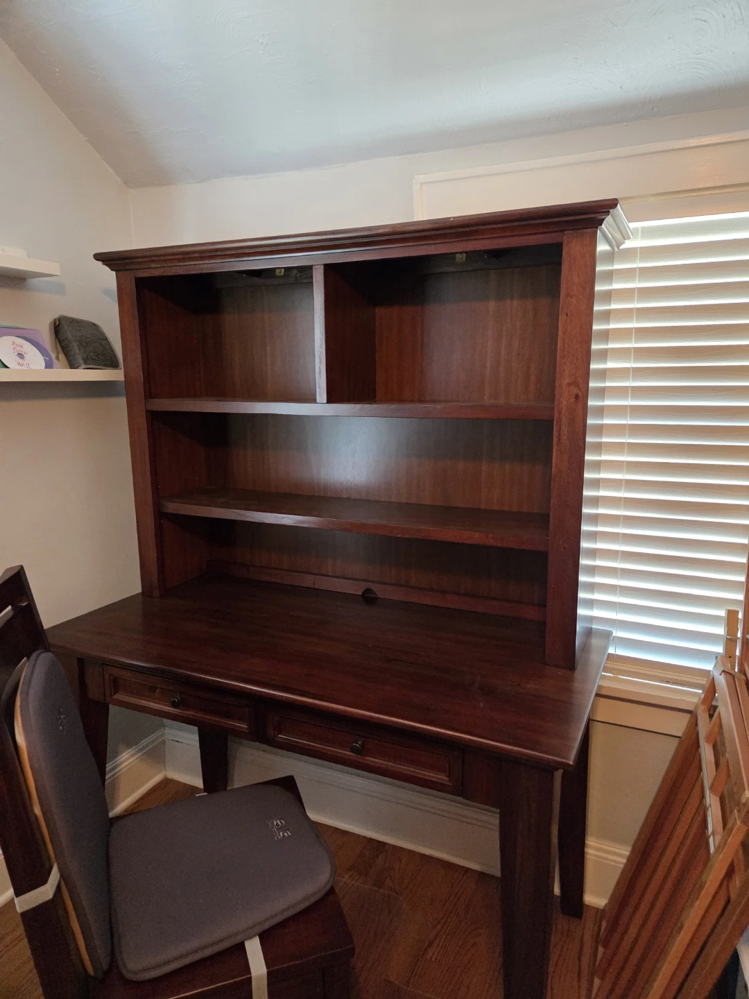 Mahogany Secretary Desk with Hutch and chair