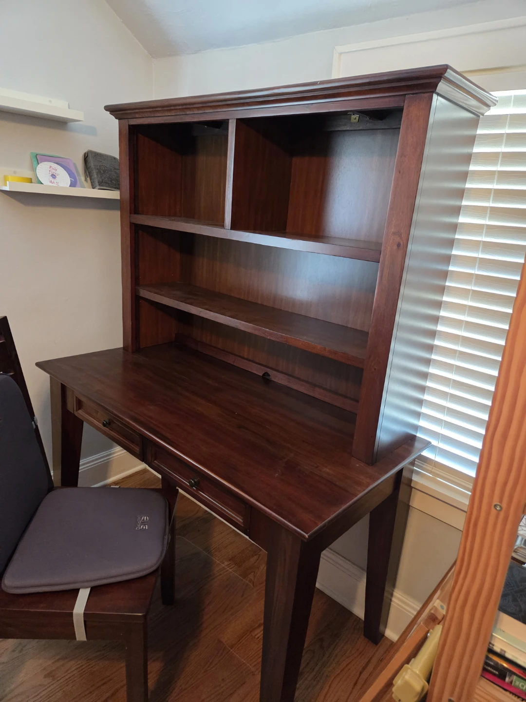 Mahogany Secretary Desk with Hutch and chair - photo 3