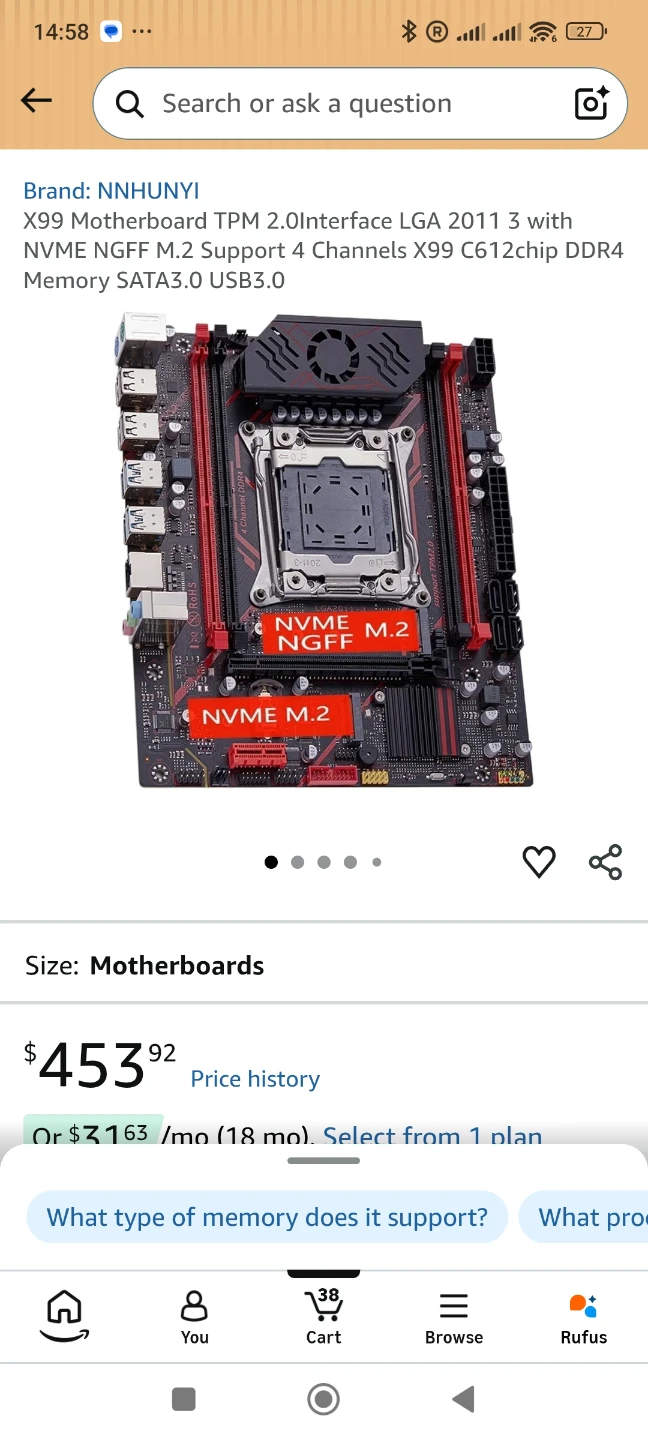 NNHUNYI X99 Motherboard TPM 2.0 LGA 2011-3 DDR4 NVME M.2 - photo 2