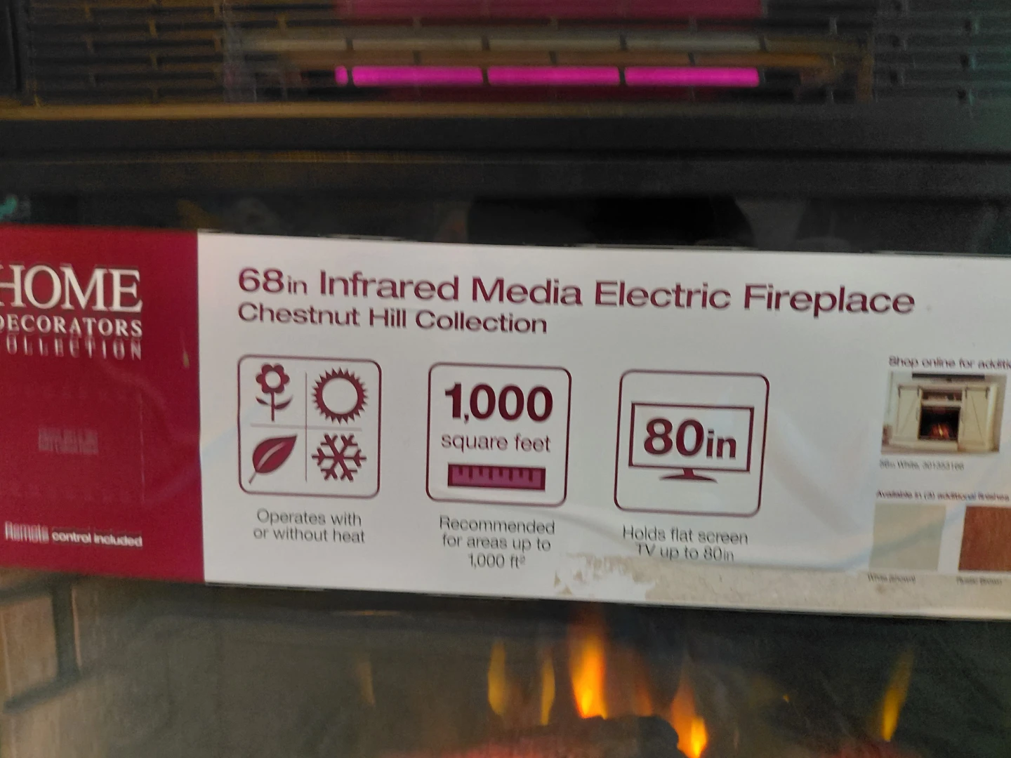 HOME DECORATORS 68" Infrared Media Electric Fireplace