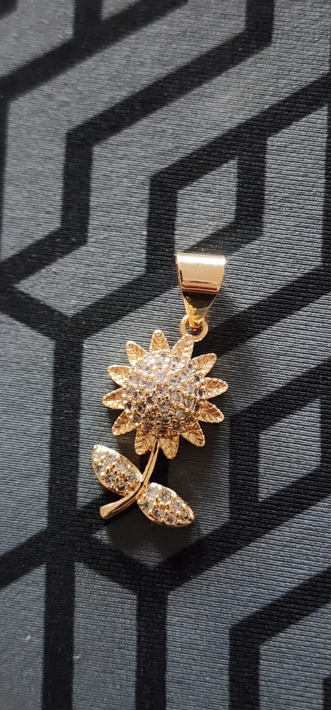 Sunflower gold plated Pendant with Rhinestones - photo 3