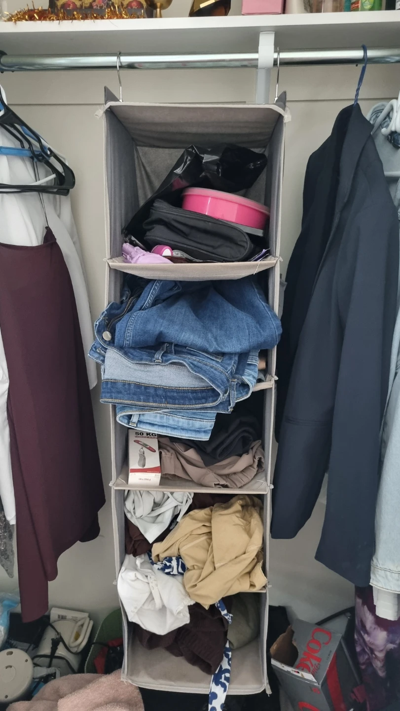 Hanging Closet Organizer with Multiple Shelves