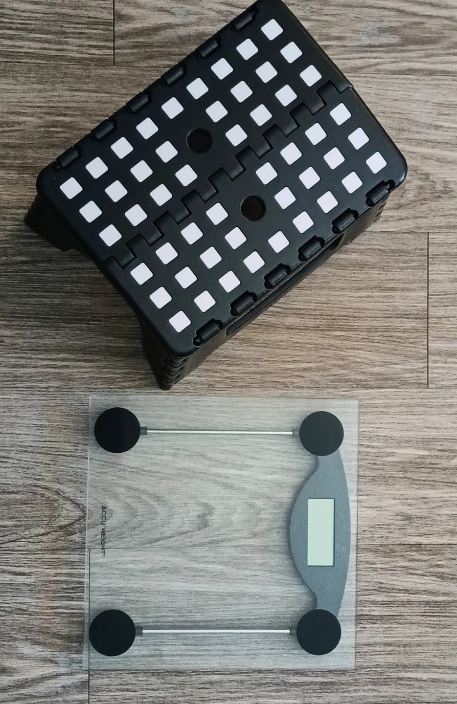 Accu Weight Glass Scale and Folding Step Stool
