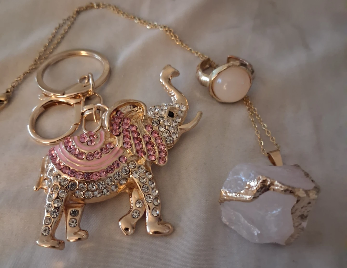 Jewelry Set - Elephant Keychain, Ring,necklace