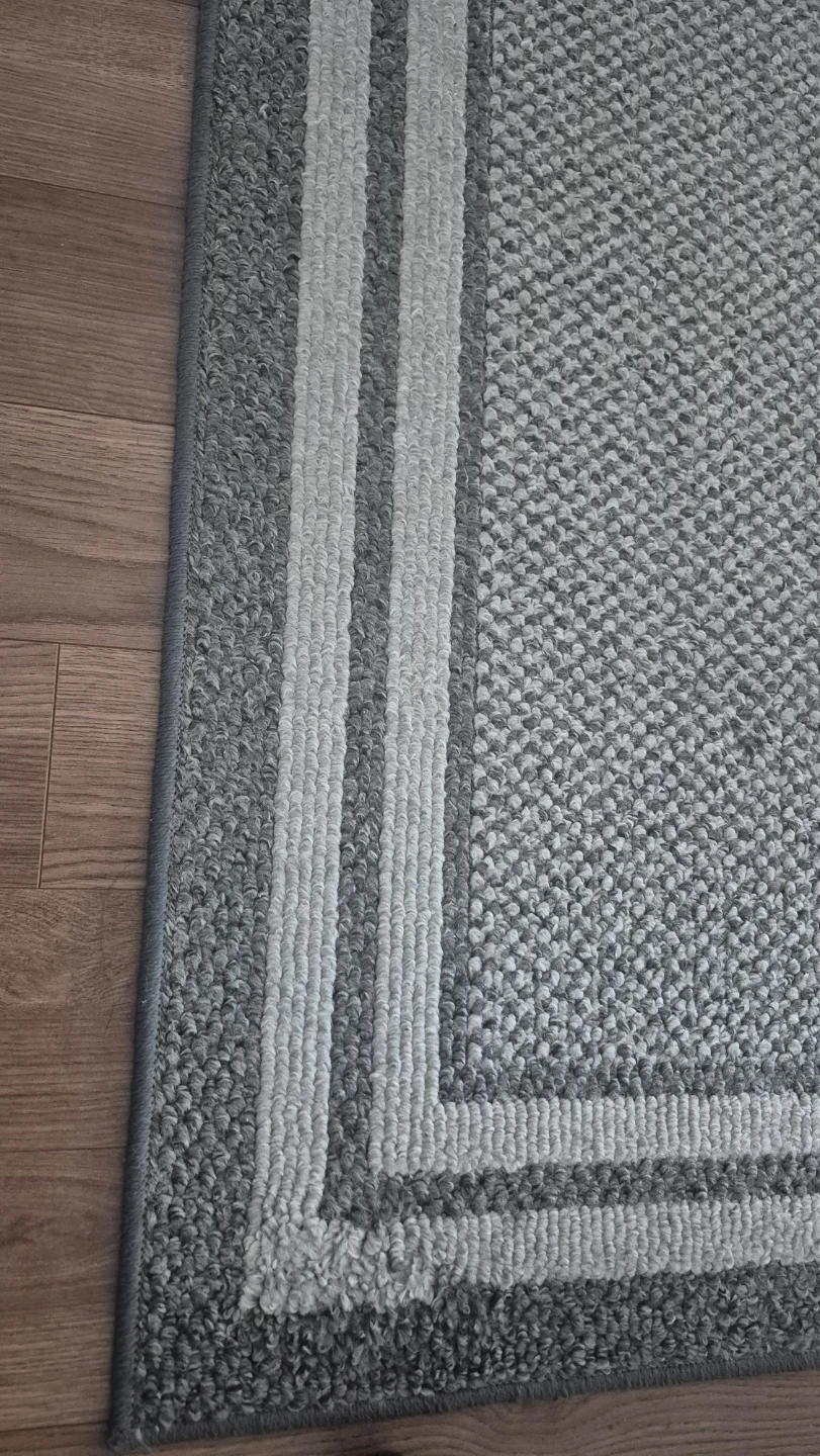 Grey Accent Rug with Double Border In Very Good Condition - photo 4