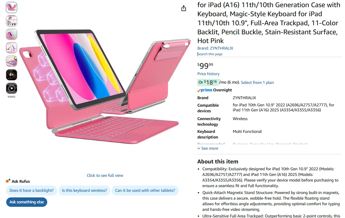 Pink iPad 10th Gen Case with Magic Keyboard & Trackpad - photo 2