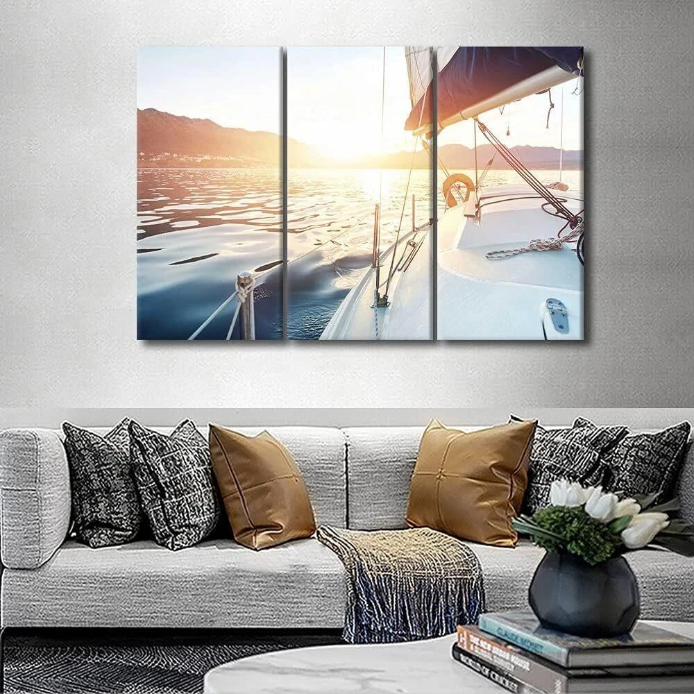 Sailboat Canvas Wall Art Set 3 panels