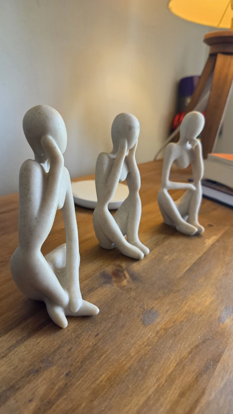 Philosophers 3 Thinker Figurines - Sandstone Sculptures *new