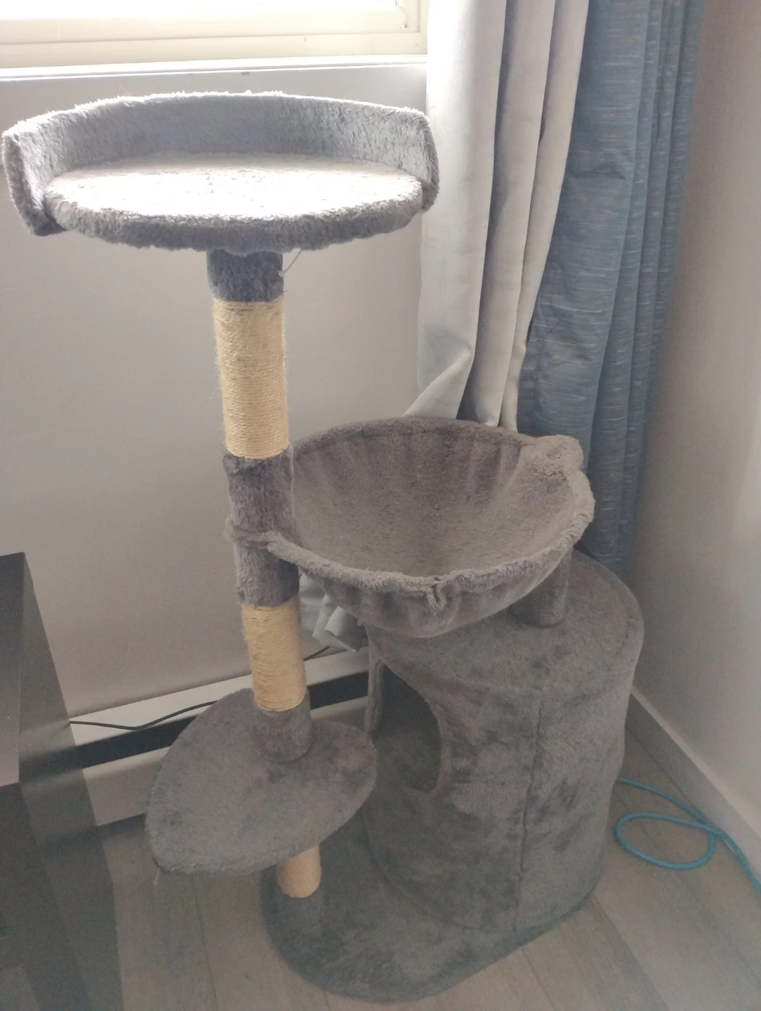 Grey Cat Tree Condo with Perches