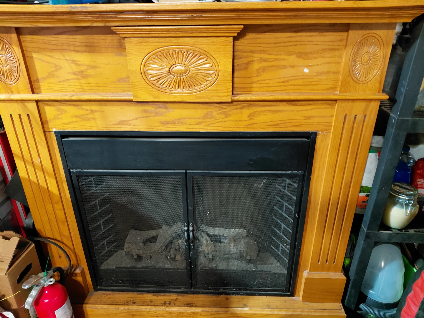 Oak Electric Fireplace Mantle Doors