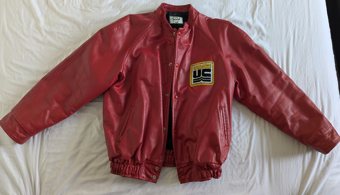 Red Leather Varsity Jacket "Physical Education"