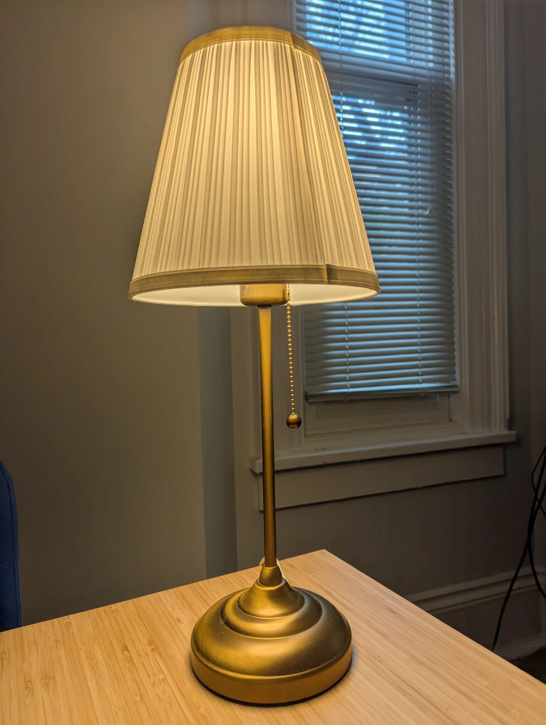 IKEA ARSTID Brass Table Lamp with Pleated Shade