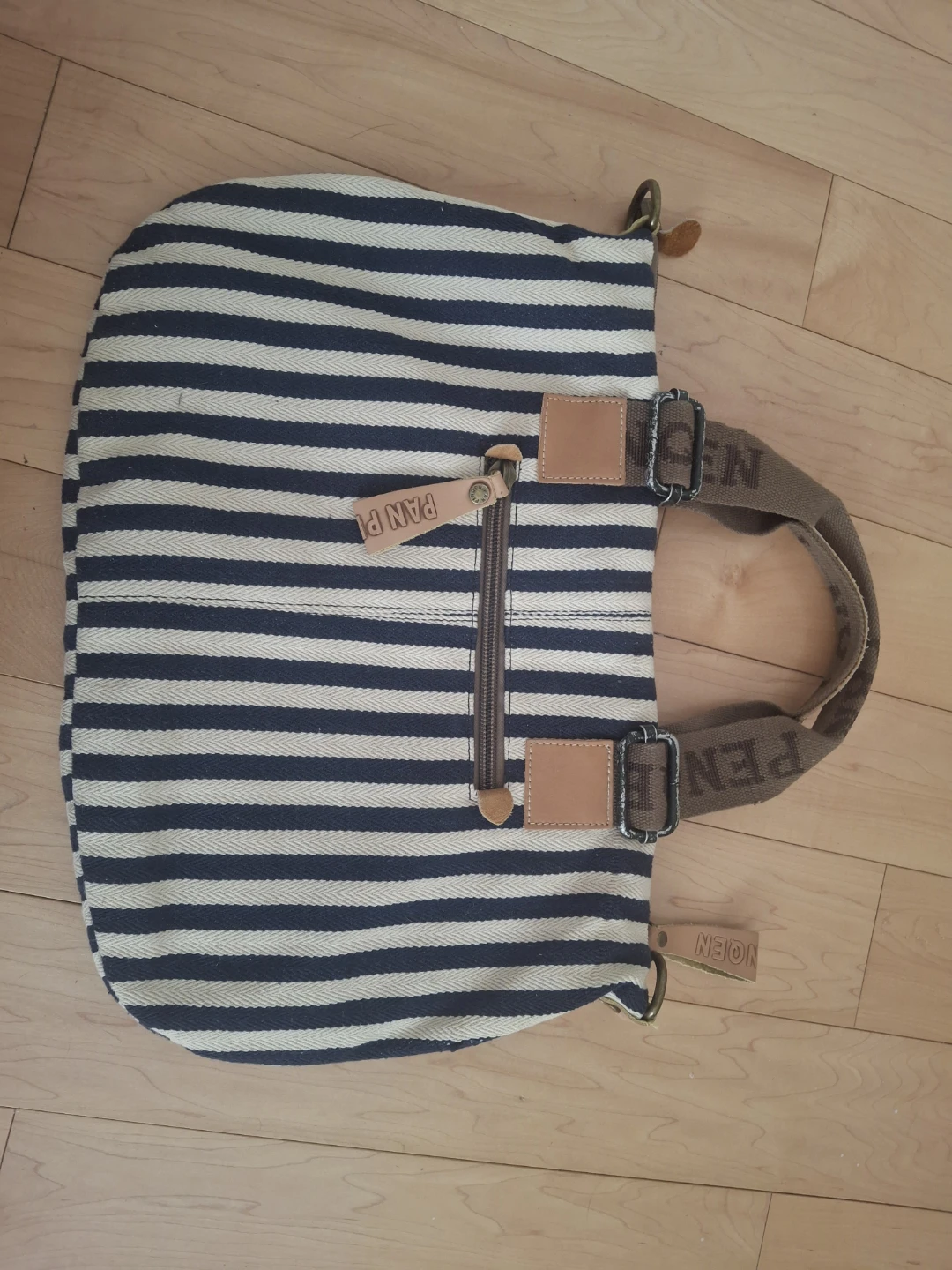 Retro Striped Canvas/leather Shoulder Bag - photo 2