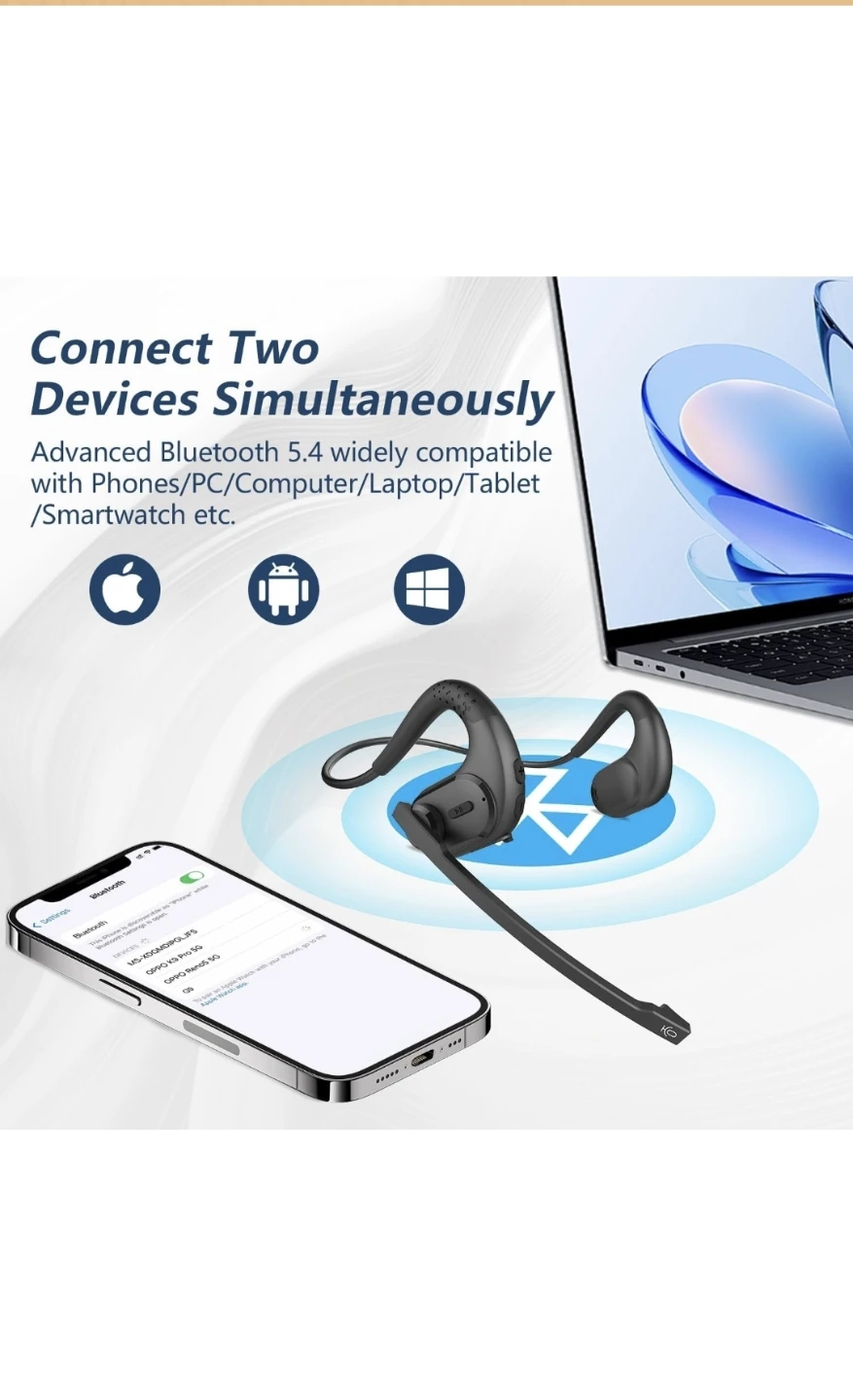New BANIGIPA Bluetooth Headset, Open Ear Headphones - photo 3