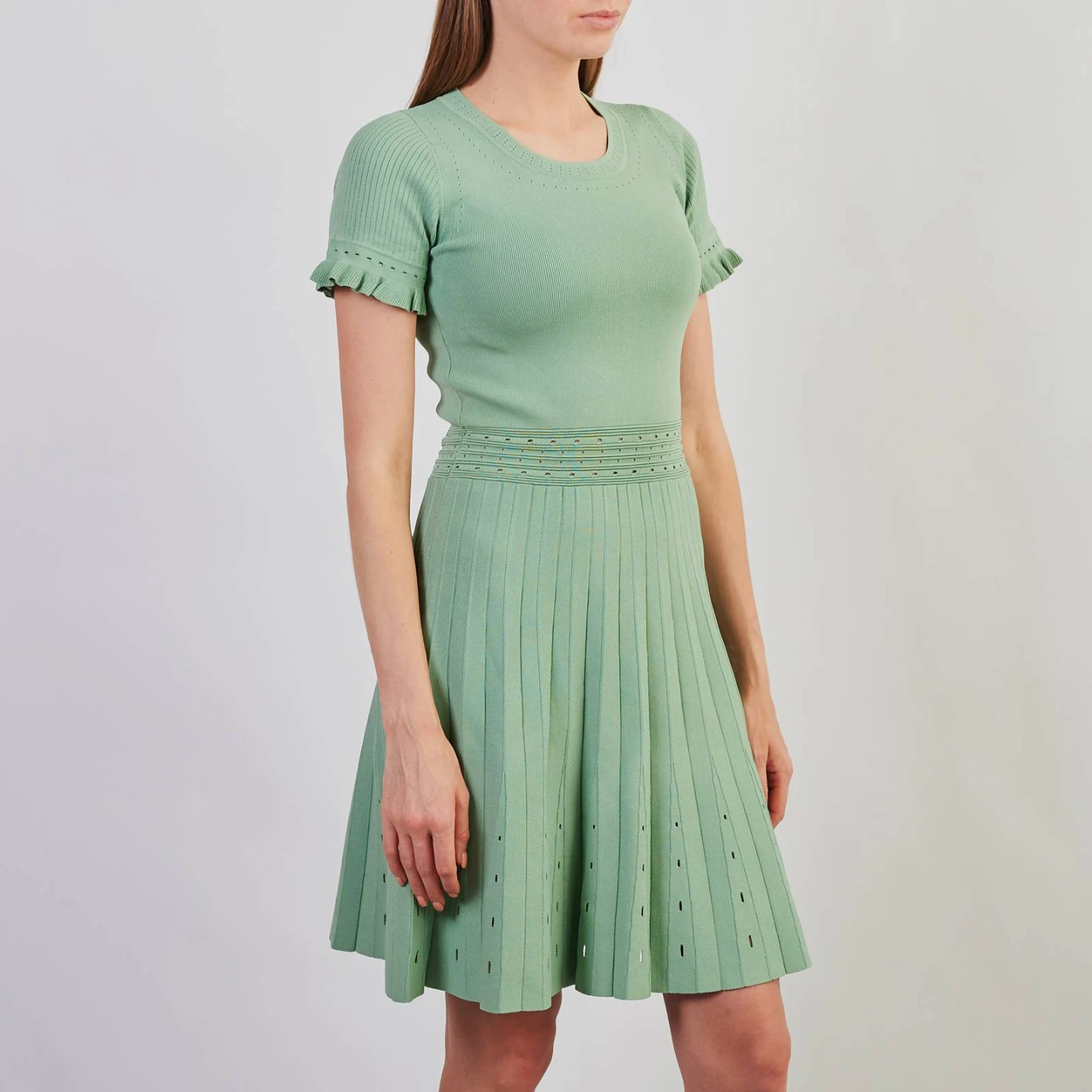 Sandro Etor Eyelet-Detail Pleated Knit Dress 0160 - photo 4