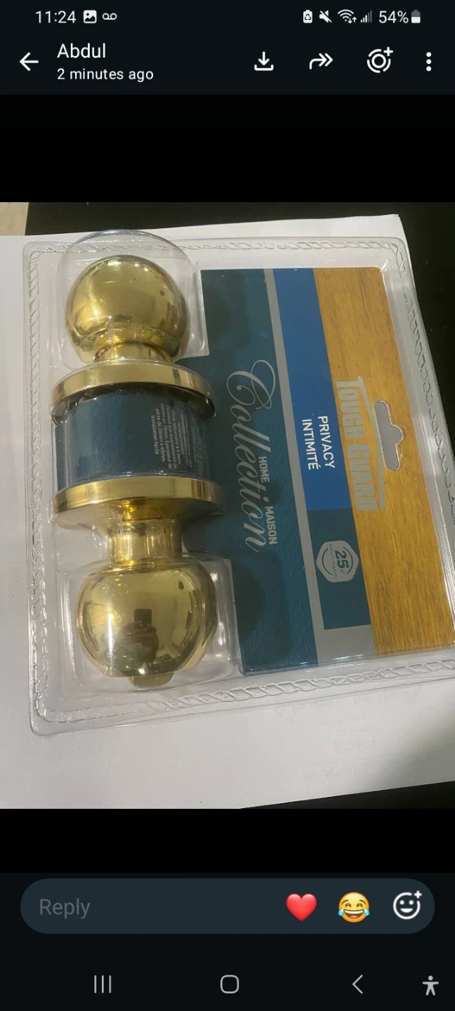 Tough Guard Home Collection Privacy Door Knobs - Brass