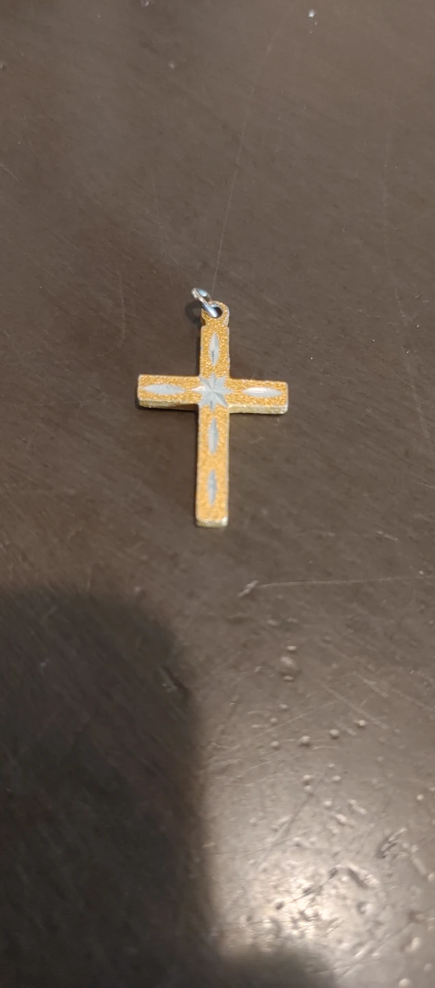 Gold and Silver Tone Cross Pendant Necklace