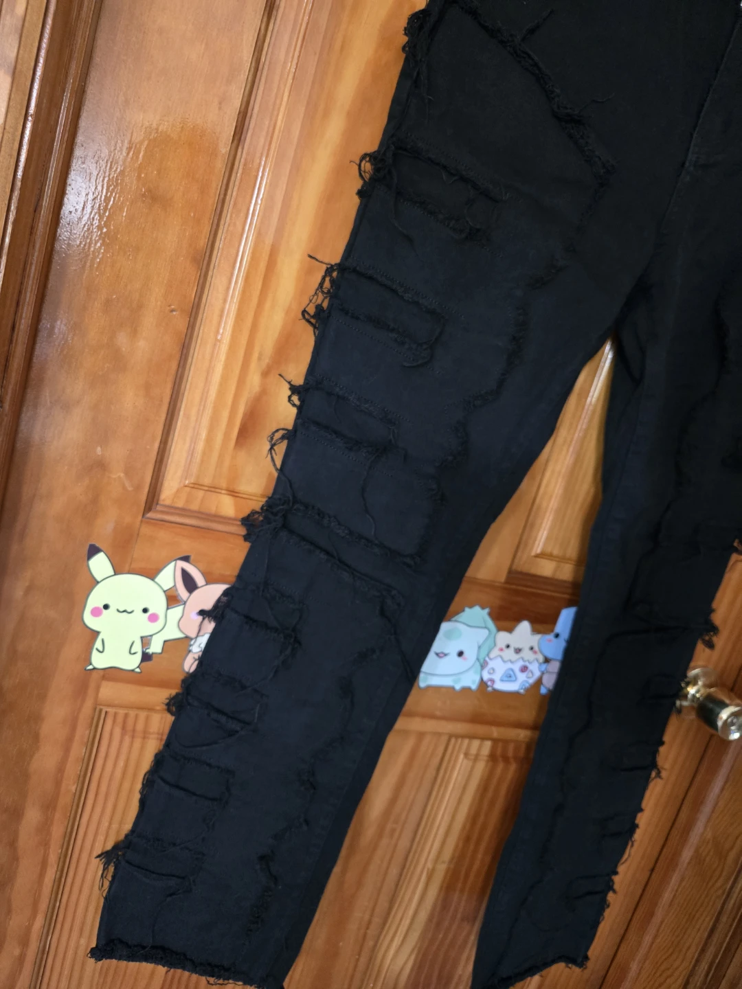 Y2K Black Layered Shredded Distressed Jeans - photo 3