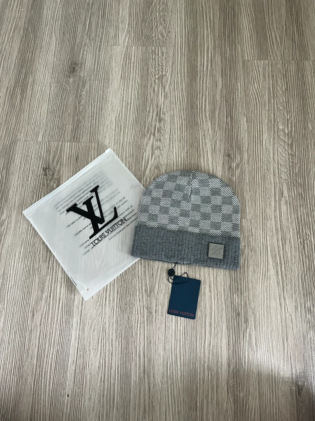 Louis Vuitton Damier knit beanie in grey