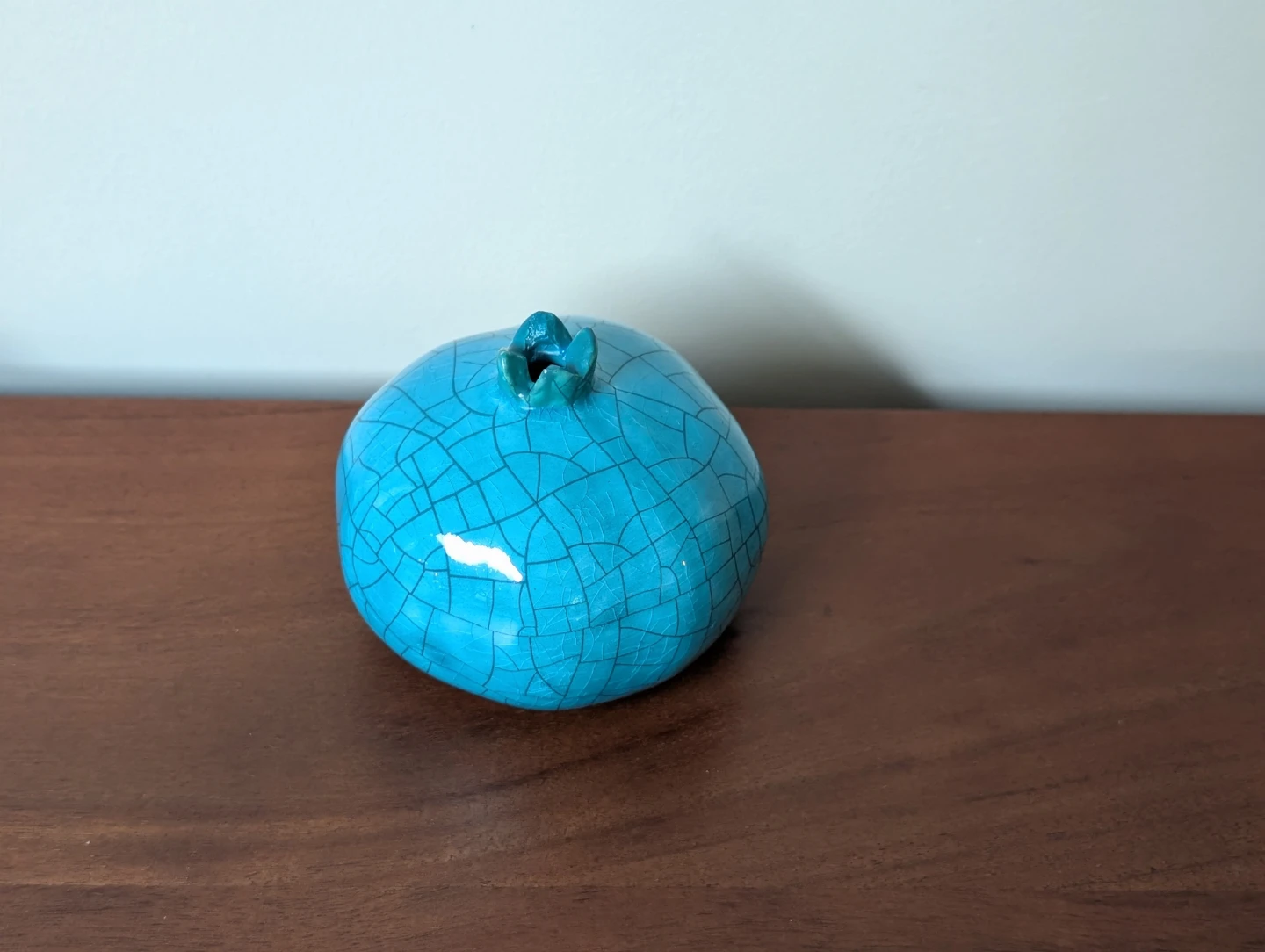 Turquoise Cracked Ceramic Pomegranate Decor