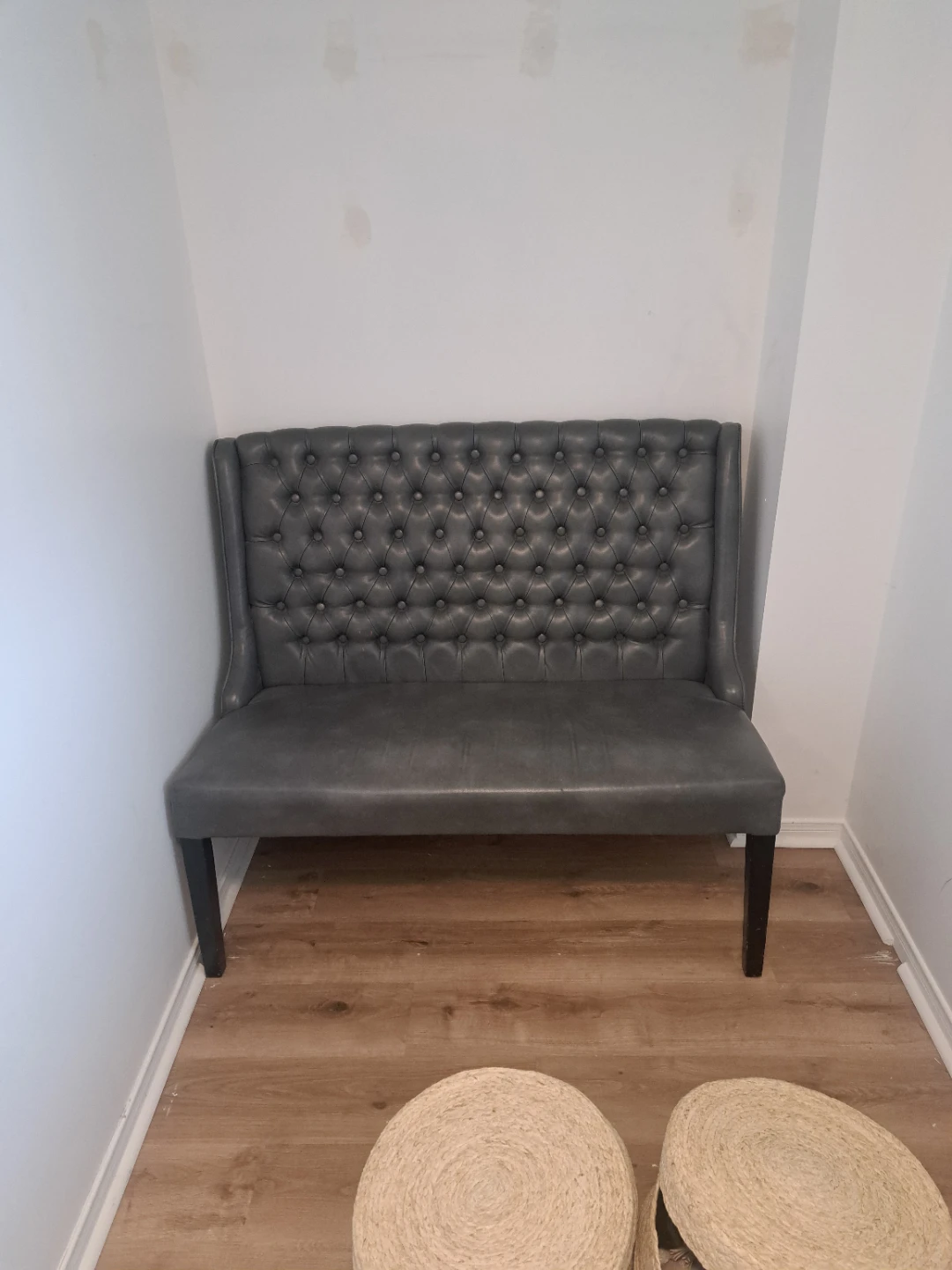 Grey Tufted Bench - photo 2