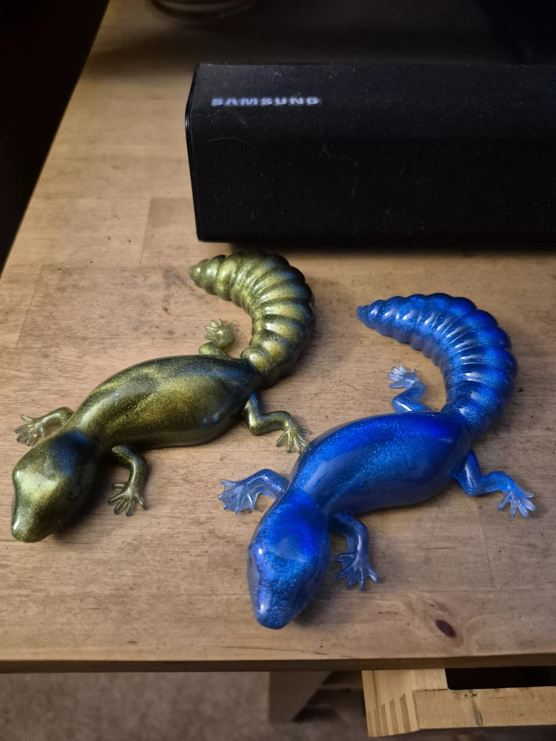 Resin Gecko Figurines - Blue and Green